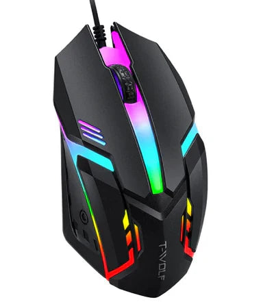 MOUSE GAMER T-WOLF V1: 3200dpi, led rgb, com fio - Frete Grátis