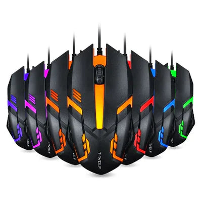 MOUSE GAMER T-WOLF V1: 3200dpi, led rgb, com fio - Frete Grátis