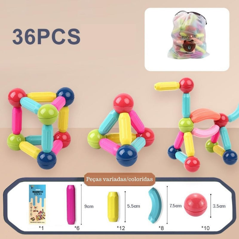 Blocos de Construção Magnéticos para Crianças - Constru Kids® - frete Grátis