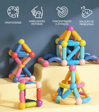 Blocos de Construção Magnéticos para Crianças - Constru Kids® - frete Grátis