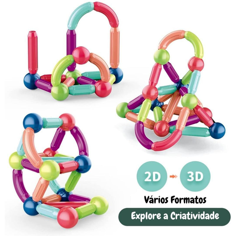 Blocos de Construção Magnéticos para Crianças - Constru Kids® - frete Grátis