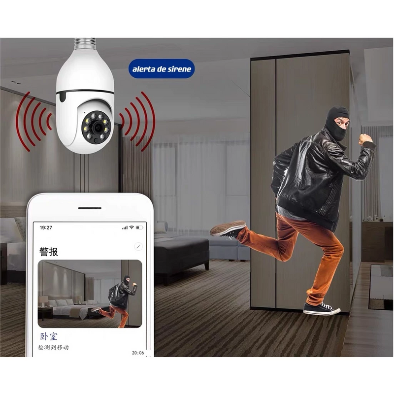 Câmera Lâmpada Vigia Rotativa 360 WiFi - Frete Grátis