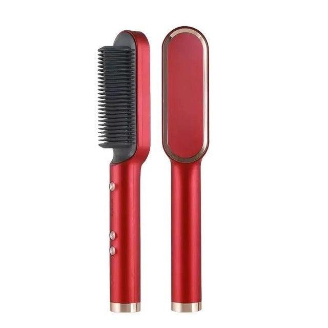 ESCOVA ALISADORA 5 EM 1 BIVOLT - GLASSY GOLD VERMELHO  - Frete Grátis + Promoção Especial